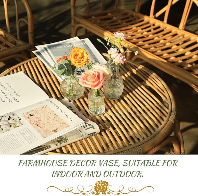 Glass Bud Vase Set of 22, Small Vases for Flowers, Clear Centerpieces, Mini in Bulk Rustic Wedding Decorations, Vintage Look Home Table Flower Decor