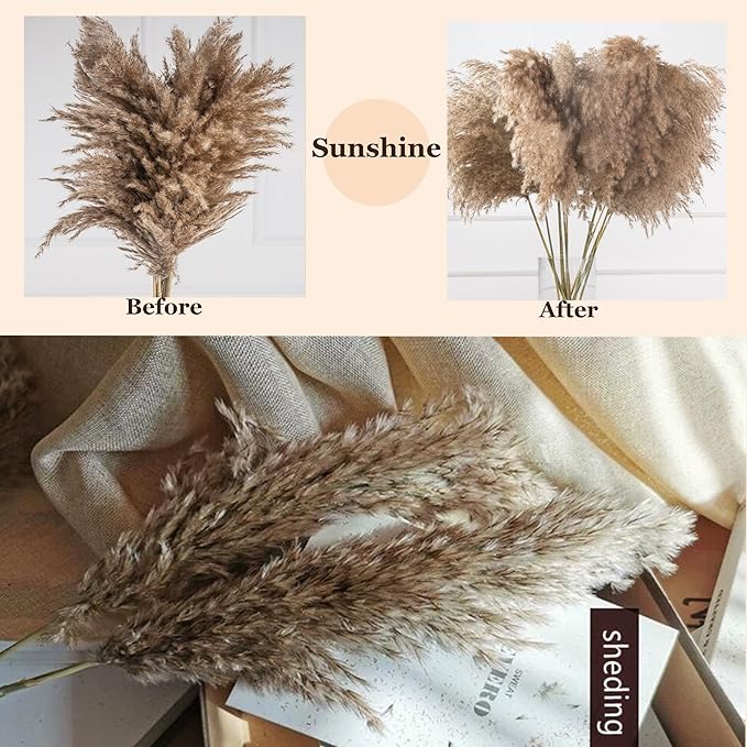 12 Pcs Large Dried Pampas Grass Decor Tall 35 inches, Boho Decor Pompas Floral for Arrangements Home Wedding Yard Party Photography, Fluffy