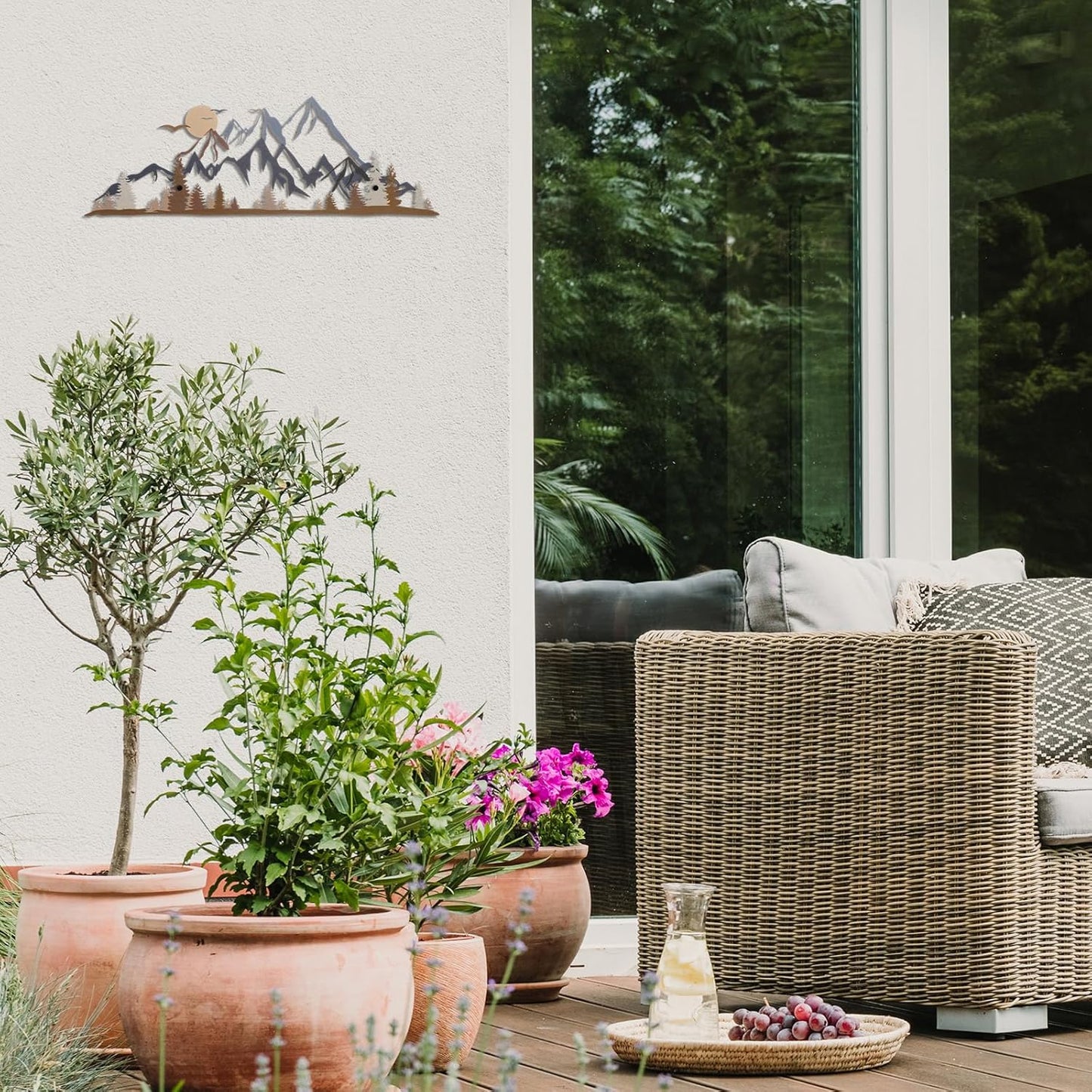 Demissle Mountain Range Metal Wall Art Decor Summit Rustic Wall Sign Forest Home Decor Sign Mountain Scene Art, 15.7 x 5.3 Inch(Colorful)