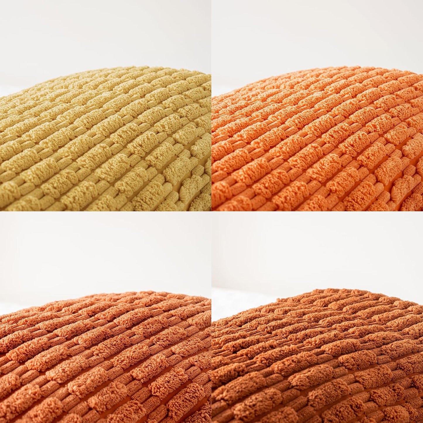 Fancy Homi Set of 4 Burnt Orange Fall Boho Decorative Throw Pillow Covers 24x24 Inch for Couch Bed Sofa, Aesthetic Modern Bohemian Room Decor, Soft Fuzzy Fluffy Cozy Corduroy Cushion Case 60x60cm