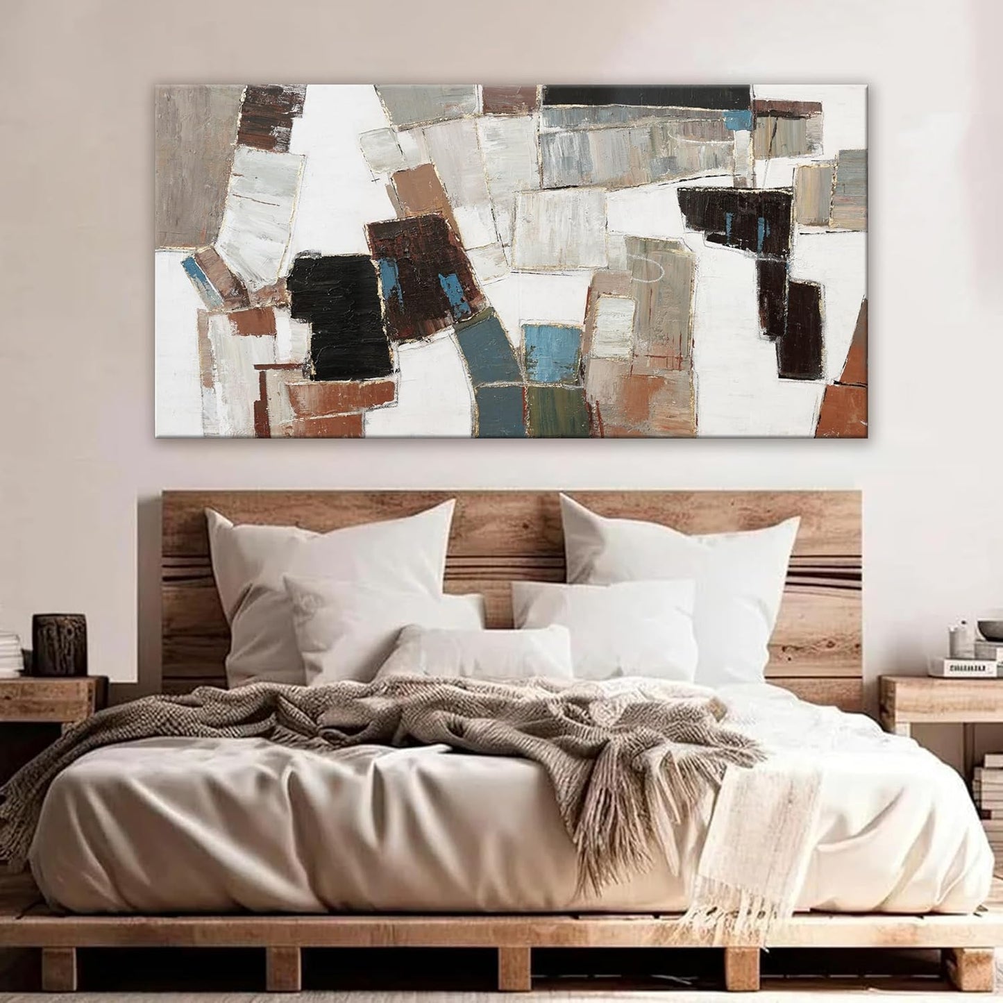 Dimpaga Abstract Wall Art Pictures for Living Room Wall Decor Modern Wall Art Decor Minimalist Geometric Line Artwork for Walls Textured Wall Art Prints Bedroom Office Decor 24"X48"