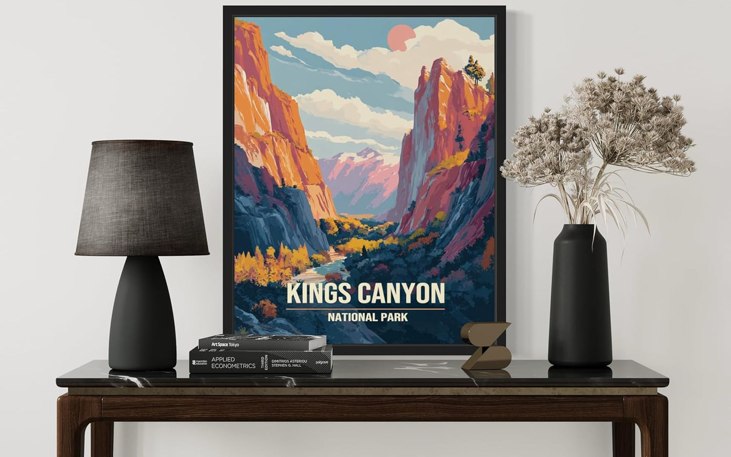 Kings Canyon National Park Art Print Poster, Vintage Retro Pop Art Travel Wall Art Bedroom Bathroom Living Room Decor 185 (Kings Canyon, 16 x 20 inches, Black Frame)