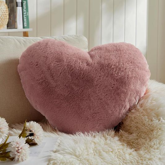 EastTree Heart Pillows, Dusty Pink Heart Shaped Pillows, Ultra Soft Extra-Large Fluffy Pillows, Love Throw Pillows Gifts, Women Girls Living Room Decor 15x18 Inch