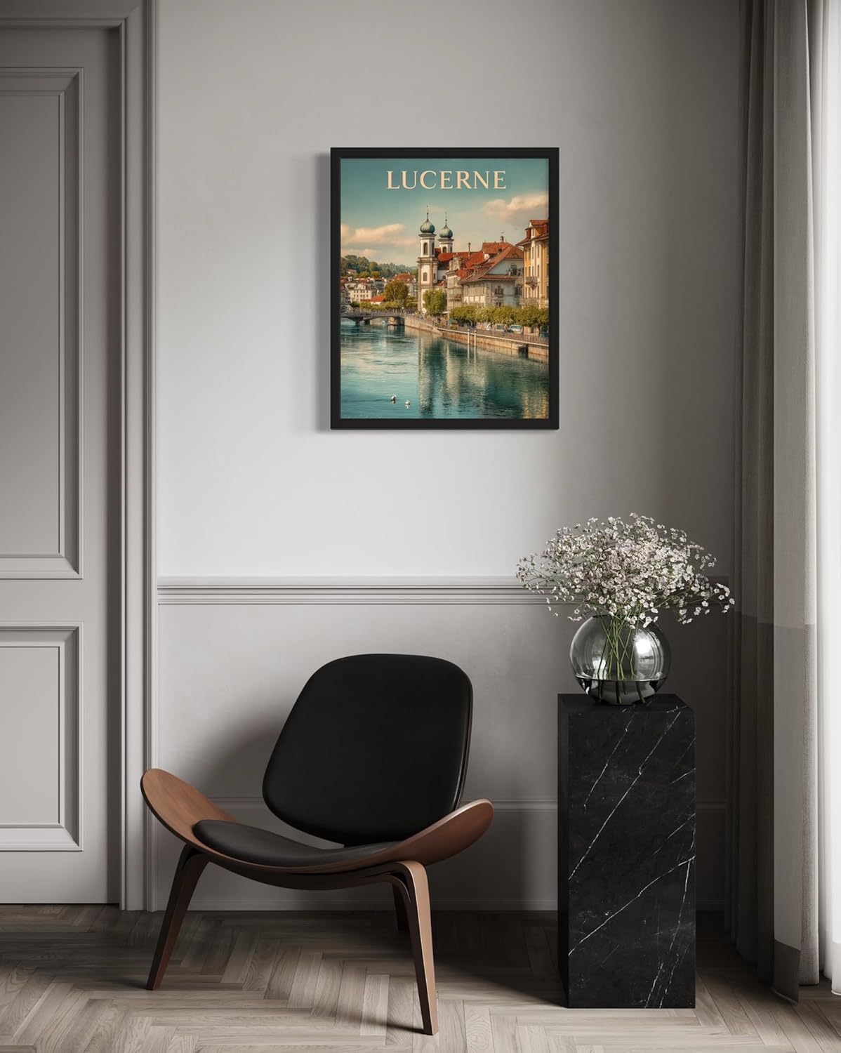 Lucerne, Switzerland Art Print Poster, Europe Vintage City Retro Photography Skyline Travel Bedroom Bathroom Living Room Decor 183 (Lucerne, Switzerland, 24 x 36 inches, Unframed)