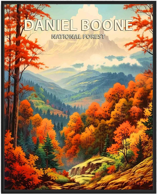 Daniel Boone National Forest Poster Art Print Retro Mountain Wall Art Poster Vintage Decor Nature Recreation Wilderness Wildlife Decoration, Outdoor Adventure Scenic Beauty Artwork. (Daniel Boone
