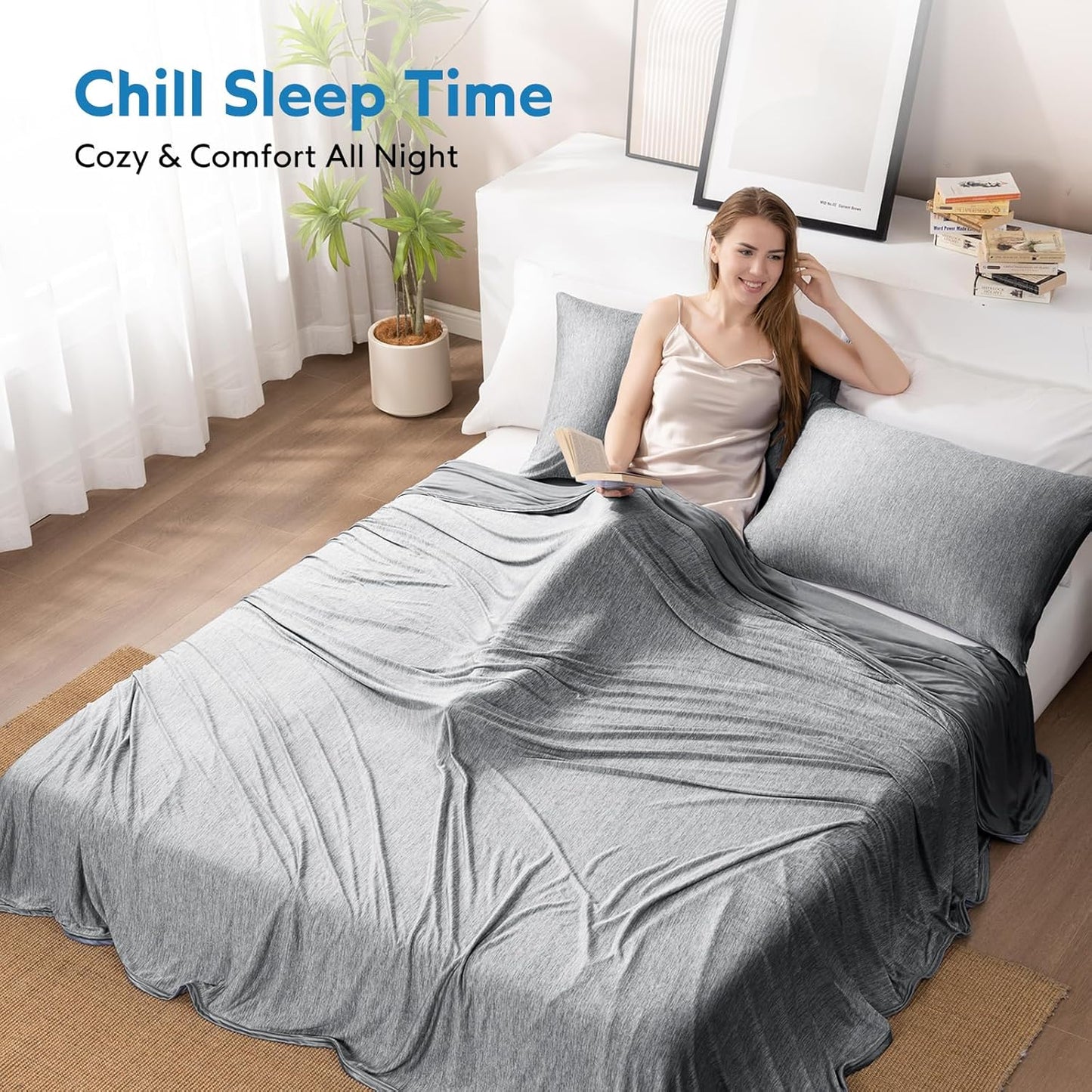 HOMFINE Cooling Blankets for Hot Sleepers - Summer Blanket Thin Lightweight Breathable Soft Double Side Enhanced Cooling for Bed Couch Sofa, Keep Cool for Night Sweats (Black, 60 x 80 inches)