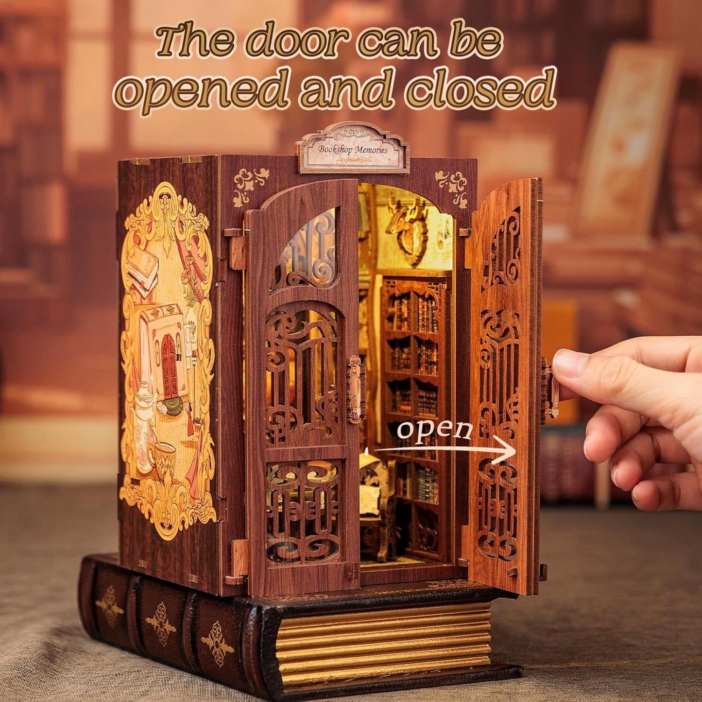 Cutefun Book Nook Kit - DIY Miniature Dollhouse Kit for Bookshelf, Book Nook Kits for Adults & Beginners, Ideal Gift for Book Lovers (Bookshop Memories)