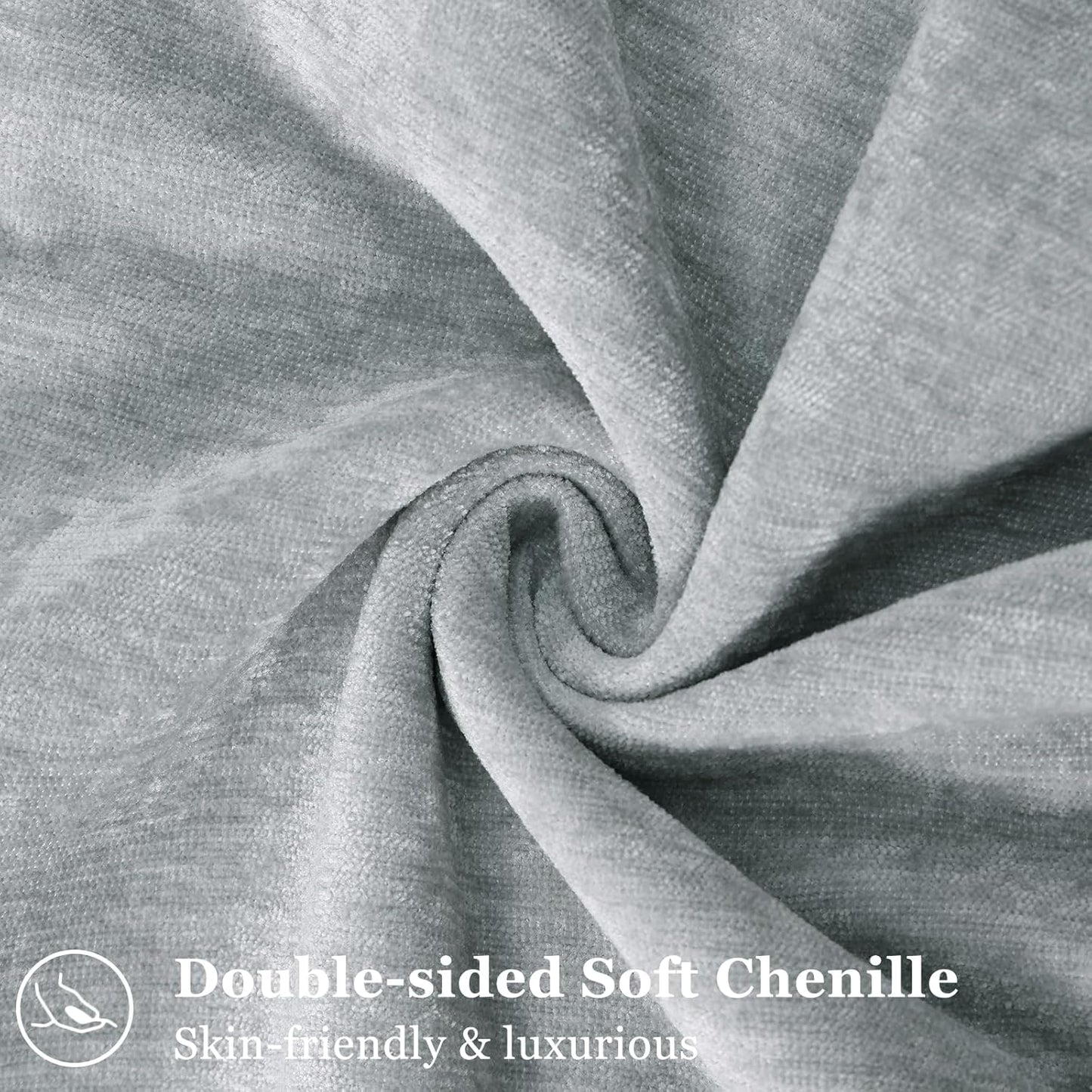 decorUhome Couch Throw Pillow Covers 26x26 Set of 2, Decorative Soft Euro Neutral Chenille Pillow Covers with Elegant Design for Sofa Bed Living Room Home Decor, Ultimate Gray