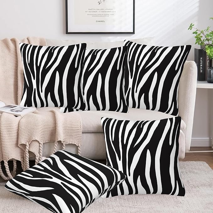 Throw Pillow Covers Animal Zebra Skin Pillow Covers 18x18 Inch Set of 2 Throw Pillows Decorative Pillow Cases Cushion Covers for Bedroom Livingroom Sofa Farm House