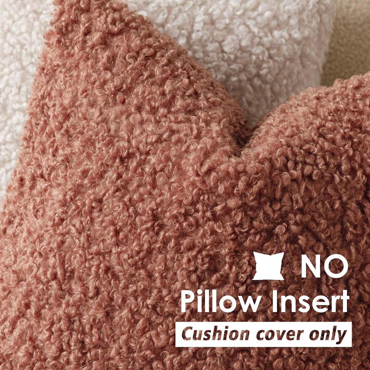 Foindtower 2 Pieces 22x22 Inch Dusty Pink, Faux Fur Throw Pillow Cover Accent Sherpa Furry Pillow Covers Fuzzy Soft Pillowcases Cozy Sheepskin Decorative Fleece Cushion Case for Bed Couch Living Room