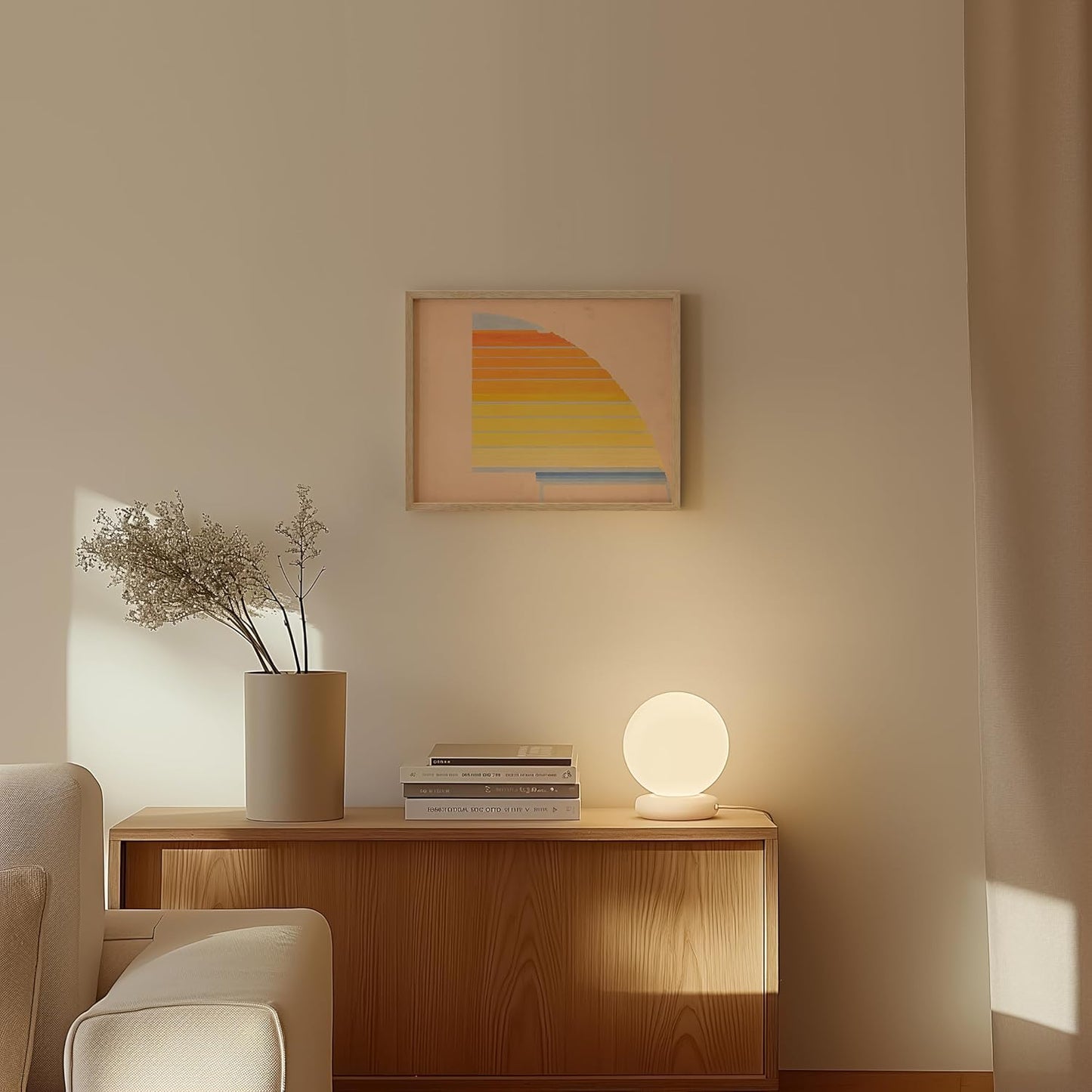 HAUS AND HUES Colorful Abstract Wall Art - Minimalist Retro Picture for Living Room Decor, Red and Pink Modern Wall Art Painting (Winold Reiss, Beige Frame, 11x14)