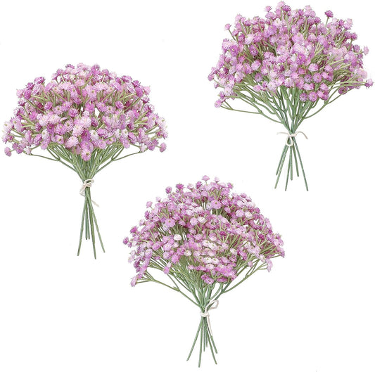 Floroom 18pcs Artificial Babys Breath Gypsophila Greenery Sprays, Real Touch Lavender Lilac Purple Fake Flowers for Wedding Bouquets Centerpieces Floral Arrangements and Decorations