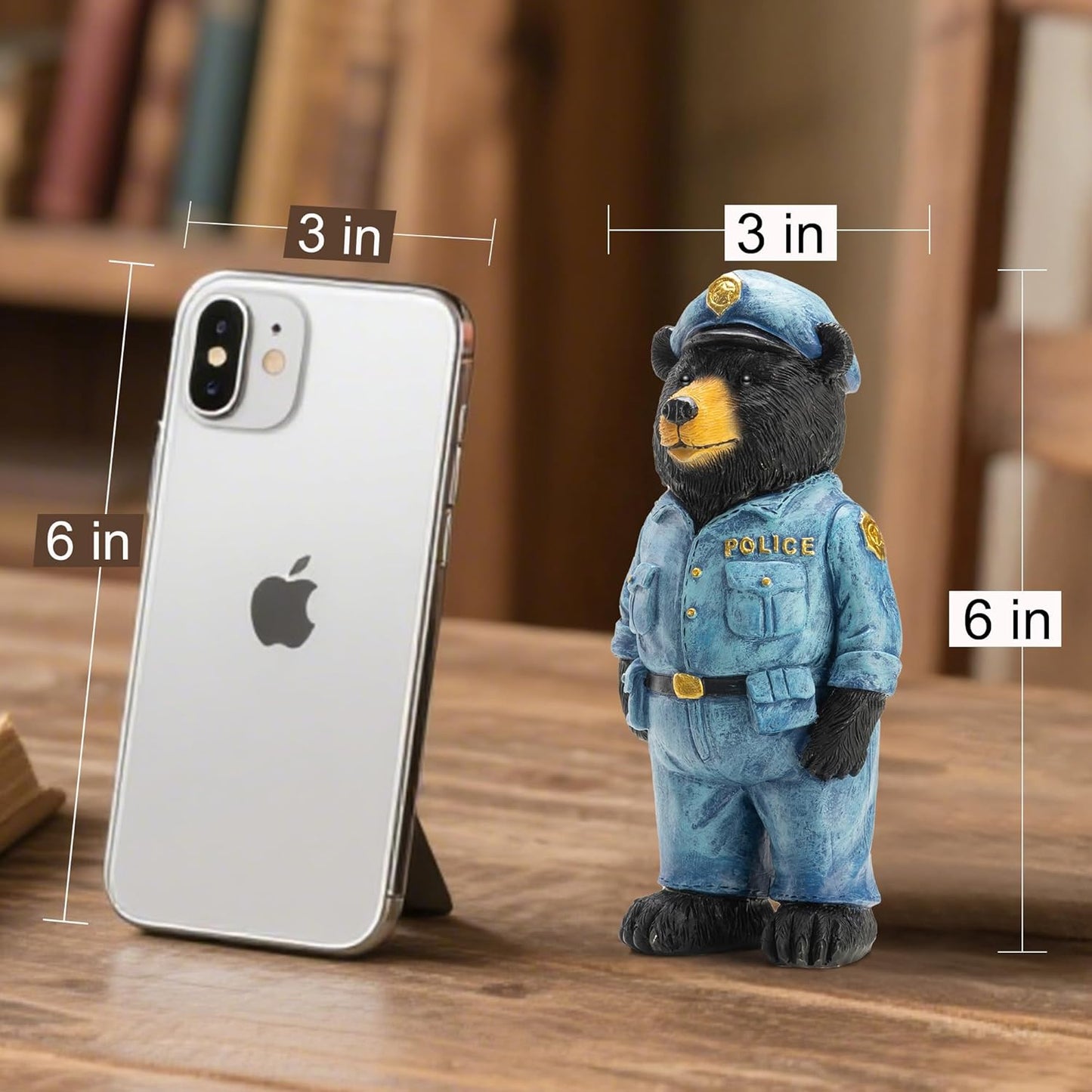 Black Bear Figurine Home Decor Bear Statue,for Office, Desk, and Shelf Decoration,Police Themed Birthday Gifts