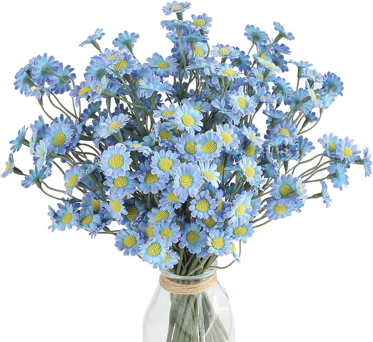 Floroom 24pcs Dusty Blue Small Artificial Flowers Faux Silk Daisies Fake Wildflowers with Stems for DIY Wedding Bouquets Floral Arrangements Party Decor Centerpieces Decorations (Vase Not Included)