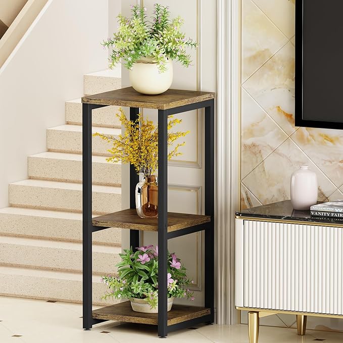 Plant Stand Indoor Corner Tall 3 Tier Metal Modern Flower Storage Plant Shelf Holder for Living Room Balcony Garden,Black (3 Tier-Black)