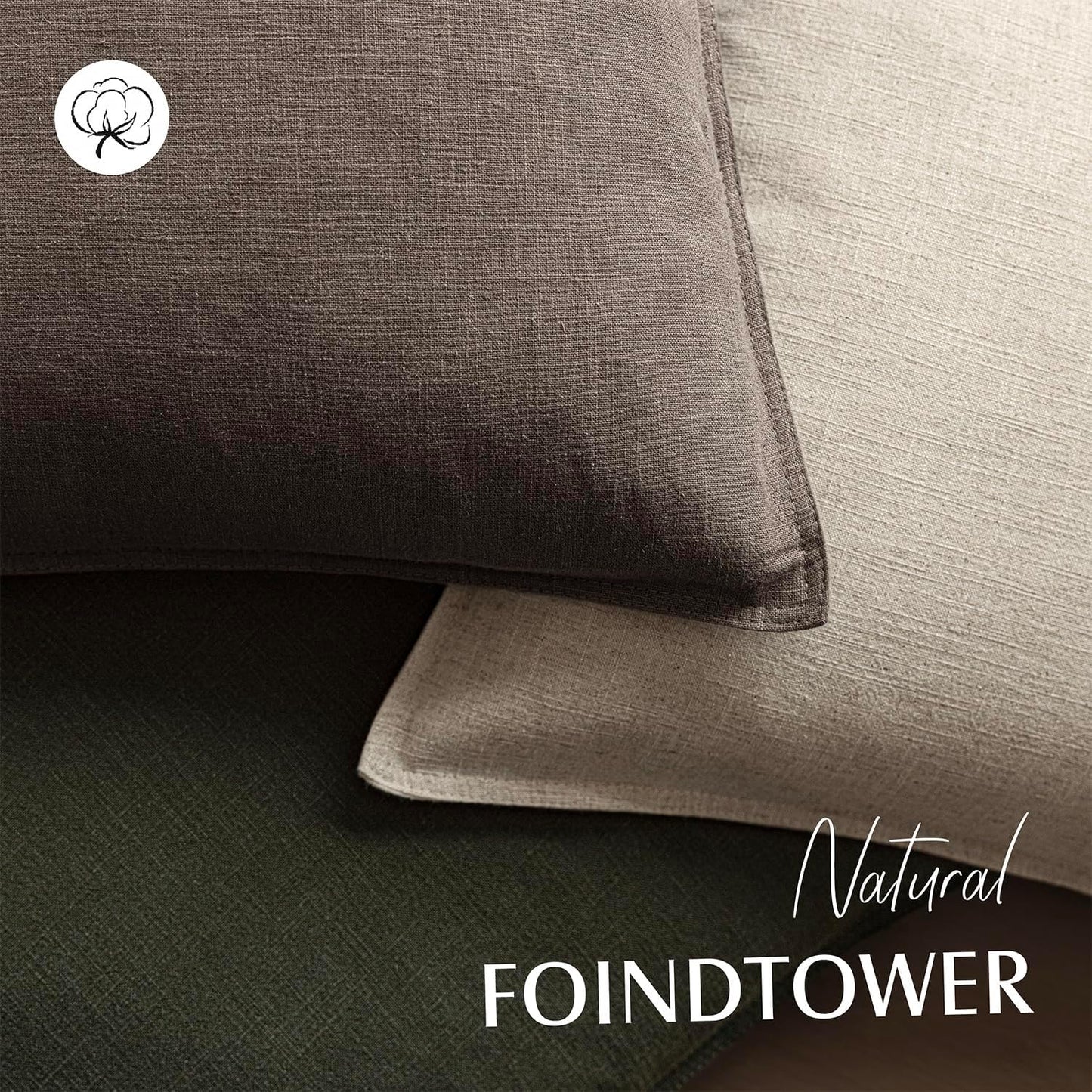 Foindtower Set of 2, Decorative Linen Soild Throw Pillow Covers Soft Accent Euro Cushion Case Farmhouse Neutral Pillowcase for Chair Couch Sofa Bedroom Living Room Home Decor 26 x 26 Inch Light coffee