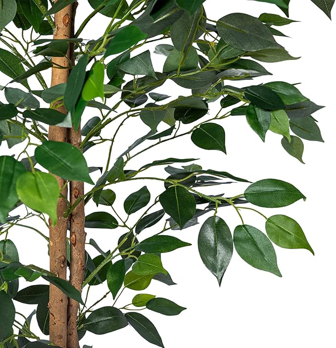 2Packs 5FT Artificial Ficus Trees with Realistic Leaves and Natural Trunk, Faux Ficus Tree with Sturdy Plastic Nursery Pot, Fake Ficus Tree for Office Home Farmhouse for Indoor Outdoor Decor