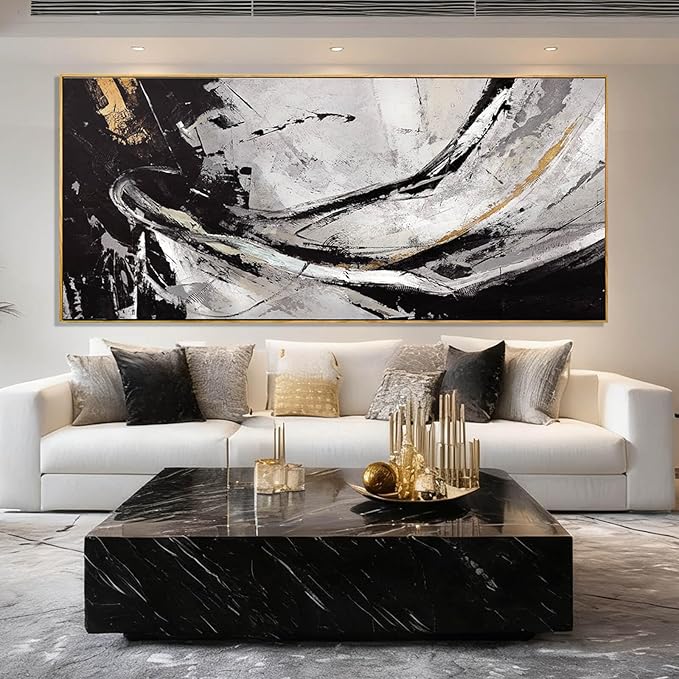 XIANSHOU Black and White Wood Wall Decor Abstract Photo Prints Contemporary Wall Art 32"x70" Large Pictures for Living Room Art for Office