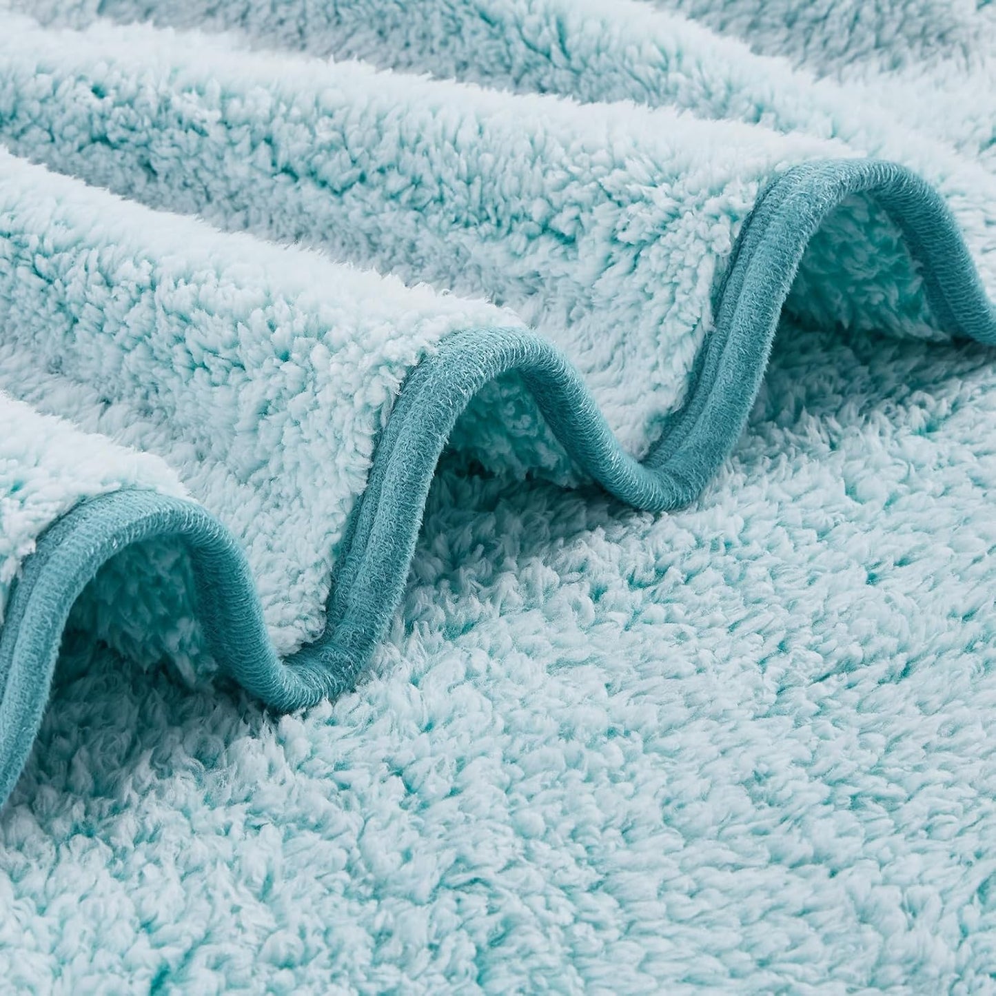 EMME Soft Sherpa Fleece Blanket Reversible Plush Fluffy Large Blanket, Light Weight Warm Decorative Boho Blanket Cover for Sofa, Couch, Bedroom,Travel(Plush Teal,50"x60")