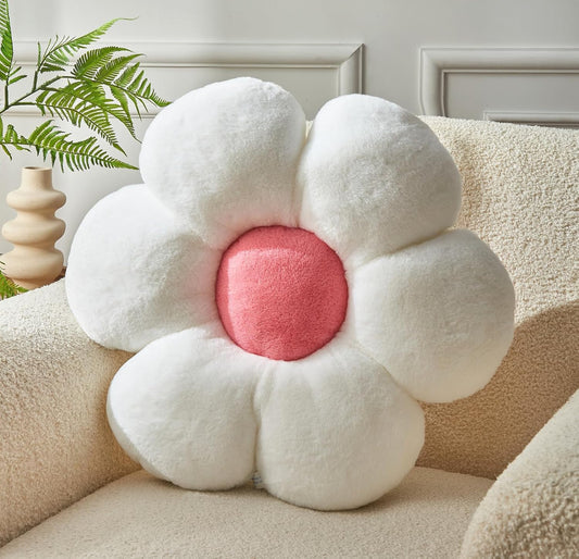Daisy Shaped Throw Pillow - 19.6 In Plush Cute Flower Seating Cushion for Sofa Couch Bed