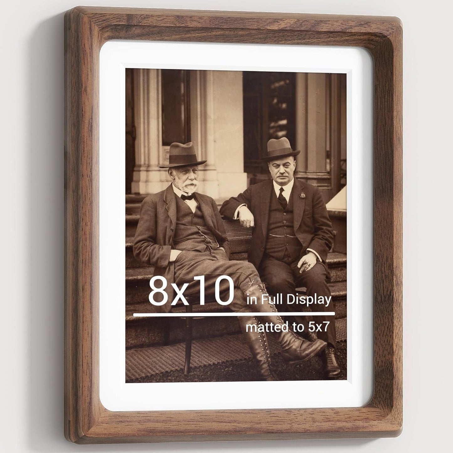 Heimlove 8x10 Picture Frames Natural Walnut,Original Wood Hand Make Crafted Photo Frame with Mat to 5x7 Graduation Picture Display,Family Picture,Wedding Picture Tabletop & Wall Decoration