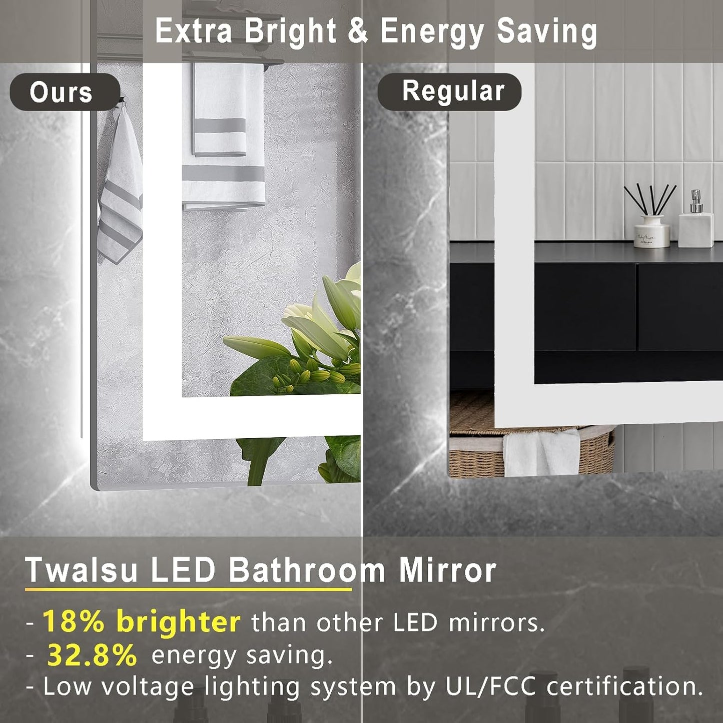 LED Mirror for Bathroom 72x32 Lighted Bathroom Vanity Mirrors with Lights, Brighter Frontlit and Backlit Anti-Fog Mirror, Tempered Glass, Dimmable 3 Colors Light Modes, Memory Function