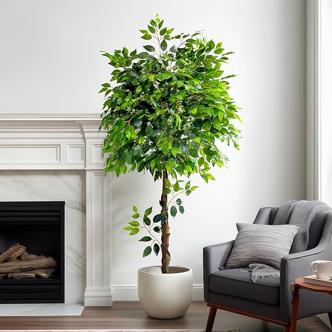 Big Ficus Large Artificial Trees Tall Faux Tree Indoor Outdoor Realistic decoracion Floor Fake plantas for Home Living Room Bedroom Office Porch Outside Patio arboles artificiales para Decor