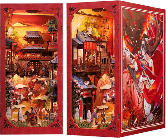 Cutefun Book Nook Kit - DIY Miniature Dollhouse Kit 3D Wooden Puzzle for Adults, Teens, Crafts Gifts for Bookshelf Decor (The Legend of Mulan)