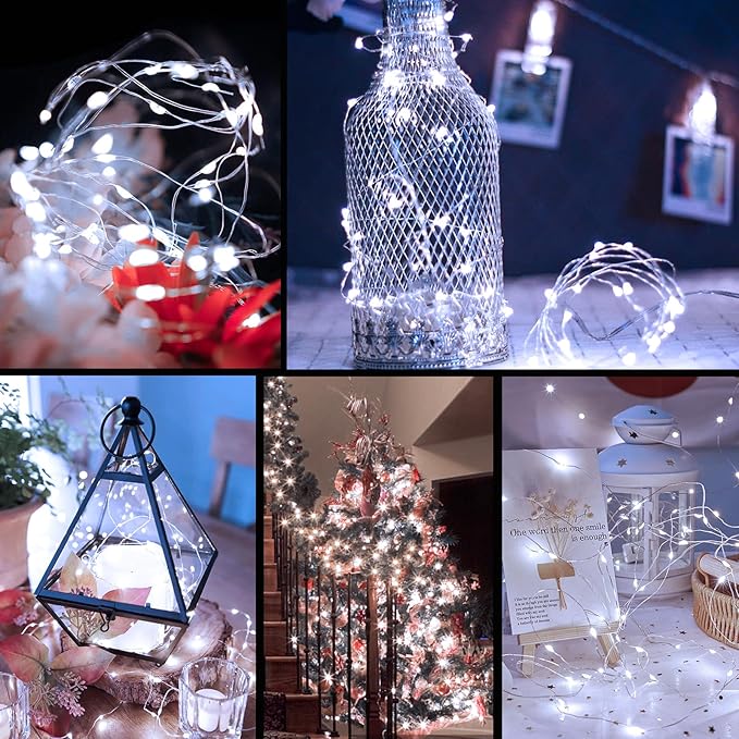 ZGWJ USB Fairy Lights Battery Powered Dual Power with Remote Timer, 2 Pack 50 LED 16FT Twinkle String Lights 8 Modes Waterproof for Bedroom,Halloween,Christmas,Parties Wedding Decoration White