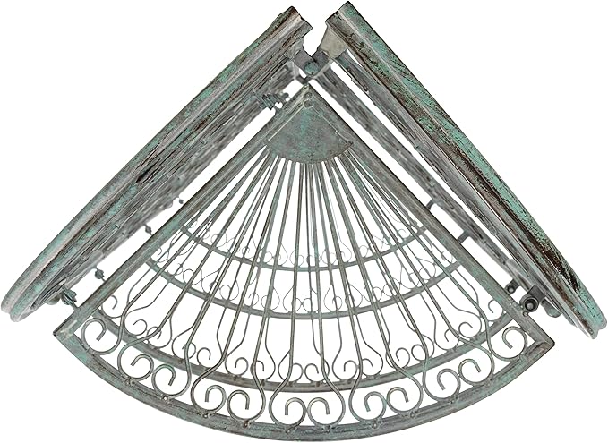 SAFAVIEH Outdoor Collection Abarrane Victorian Antique Dark Green Wrought Iron 4-Tier Corner Shelf