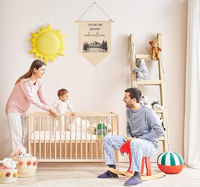 You Are Our Greatest Adventure-Mountain Woodland Adventure Nursery Wall Art-Flag Decor Gifts for Boys Girls Kids-Banner Wall Sign Gifts for Nursery,Baby Room,Reading Room,Playroom Bedroom,Front Door