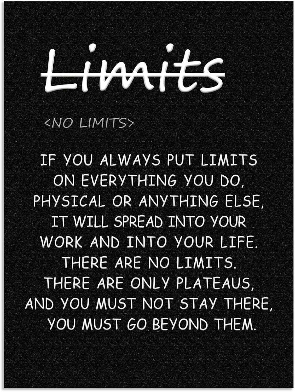 Inspirational Quotes Poster Canvas ‘There are no limits’ from Bruce Lee's Motivational Wall Art Printed Modern Artwork for Office living room Bedroom Home Decor Framed Ready to Hang[18" W X 24" H]