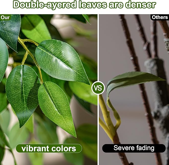 Big Ficus Large Artificial Trees Tall Faux Tree Indoor Outdoor Realistic decoracion Floor Fake plantas for Home Living Room Bedroom Office Porch Outside Patio arboles artificiales para Decor