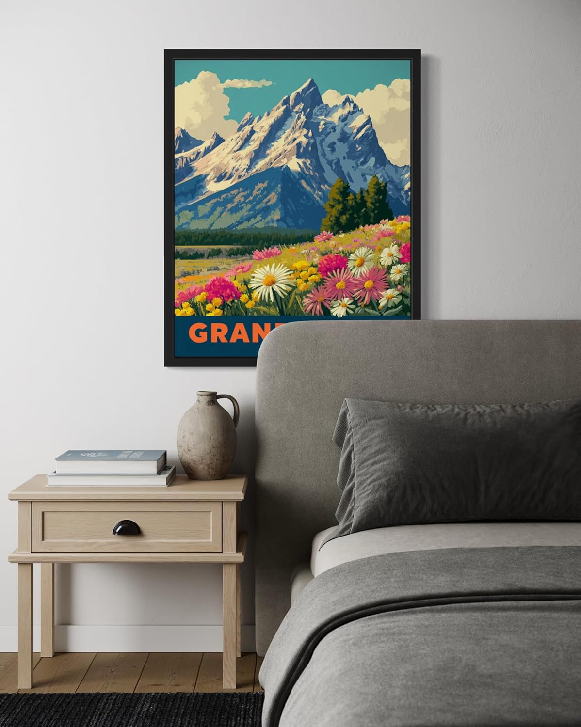 Grand Teton National Park Art Print Poster, Vintage Retro Pop Art Travel Wall Art Bedroom Bathroom Living Room Decor 185 (Grand Teton, 11 x 14 inches, Unframed)