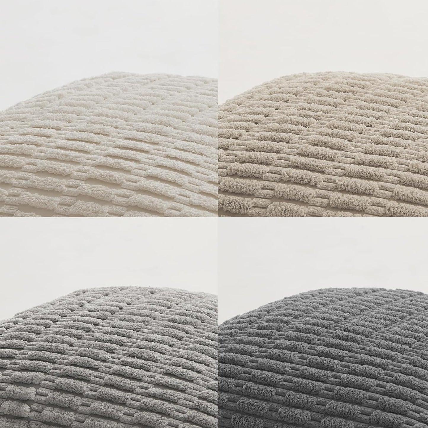 Fancy Homi Set of 4 Grey and White Boho Decorative Throw Pillow Covers 28x28 Inch for Couch Bed Sofa, Aesthetic Modern Bohemian Room Decor, Fuzzy Fluffy Cozy Corduroy Textured Cushion Case 71x71cm