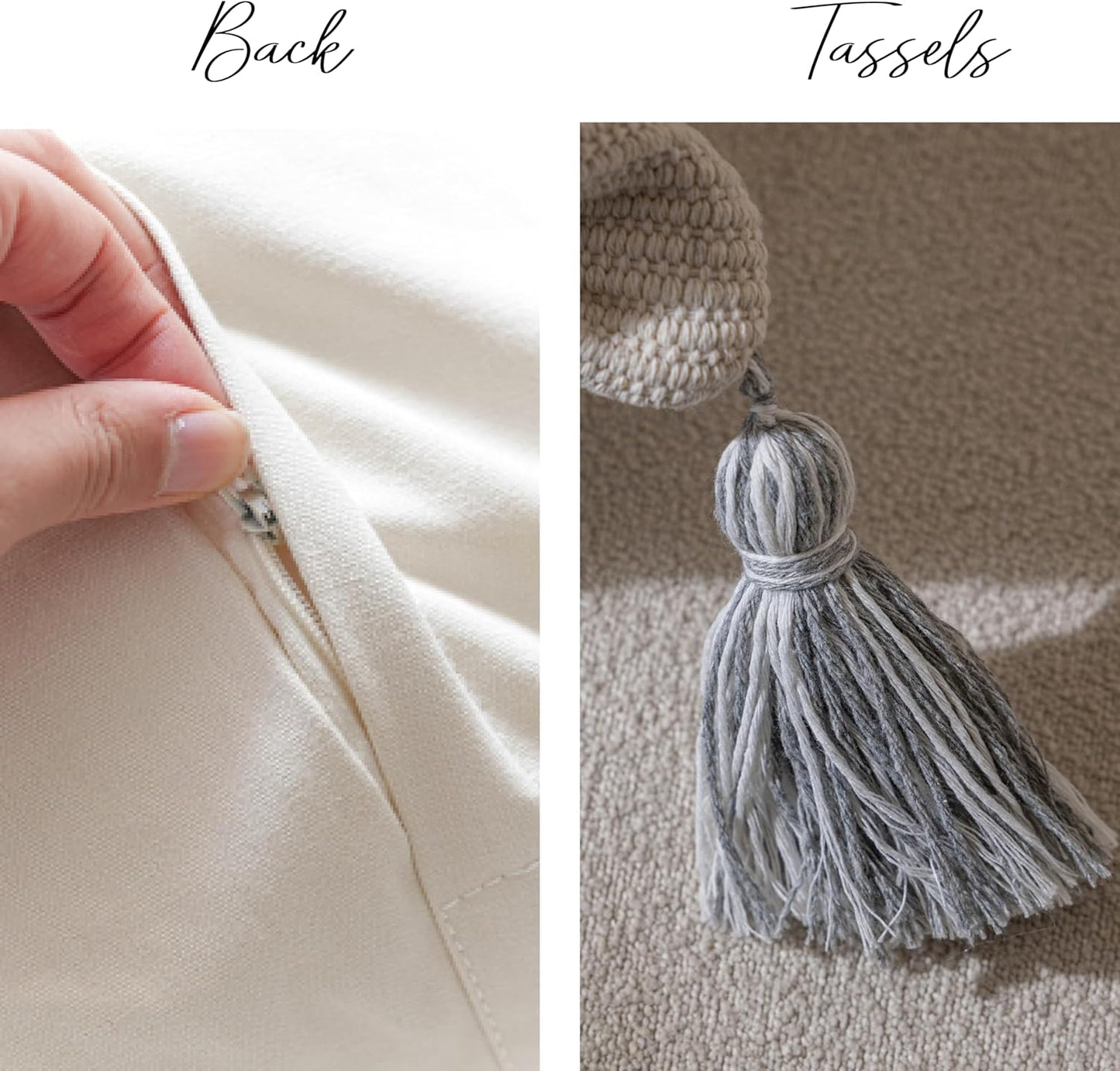 BlissBlush Gray Decorative Lumbar Throw Pillow Cover 14x36 Boho Long Cushion for Bed Neutral White Accent Farmhouse Pillowcase for Bedroom Living Room Couch Sofa Home Décor (Cover ONLY, Pack of 1)