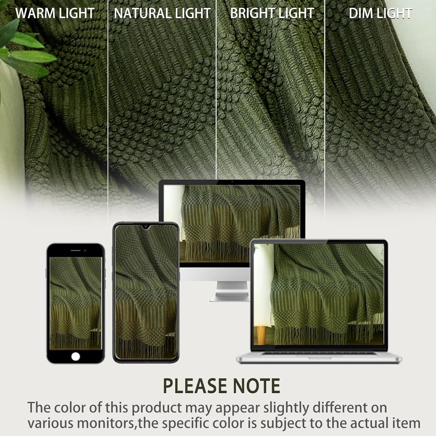 Blagic Knitted Throw Blanket for Couch, Bed and Sofa. Super Soft Blanket with Tassels, Dark Green Throw Blanket, 60 x 80 Inches Lightweight & Cosy Home Decor