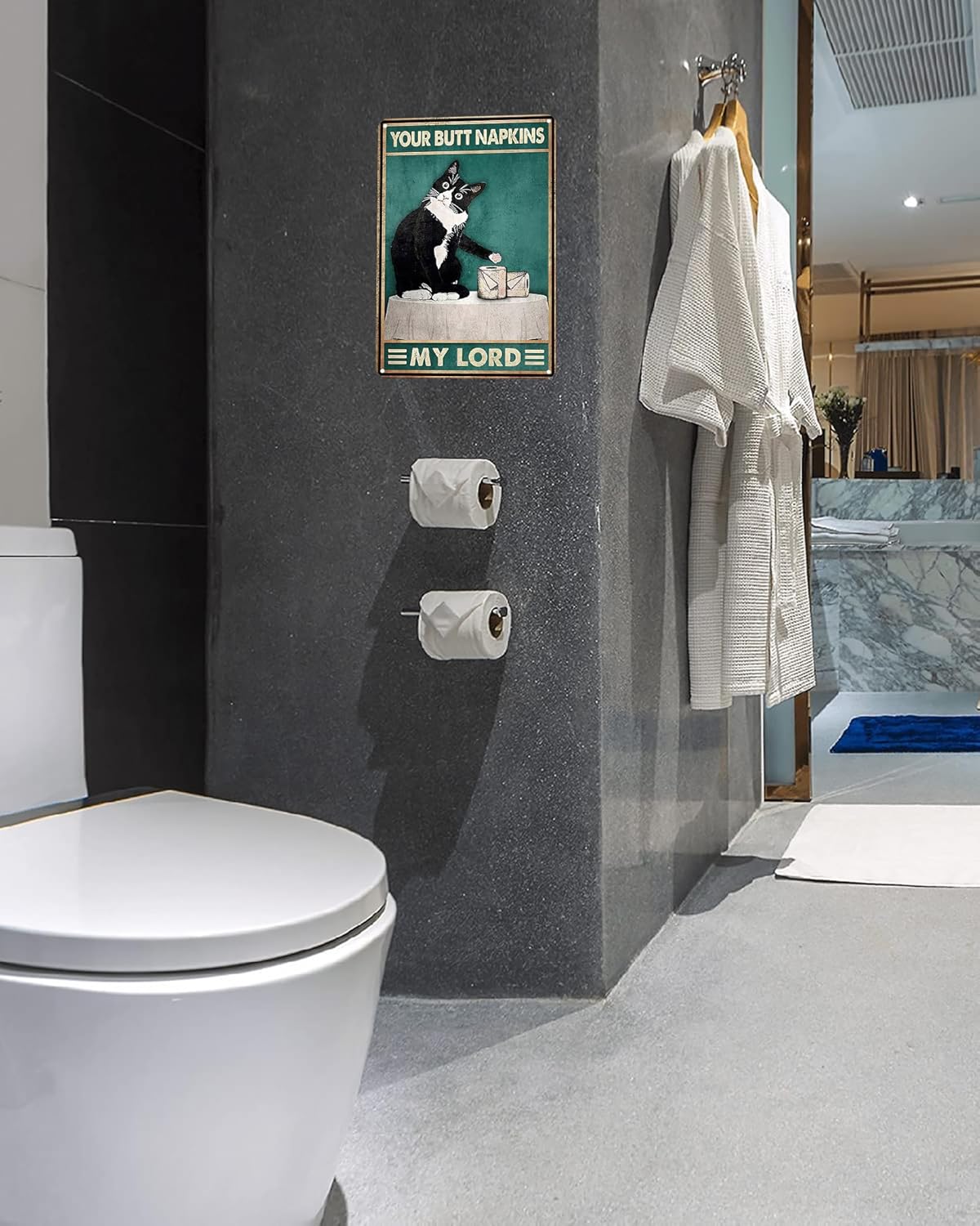 Funny Cat Bathroom Toilet Decor Sign Tuxedo Cat Your Butt Napkin My Lord Tin Sign for Cat Lovers Gift 8x12 INCH (3055)