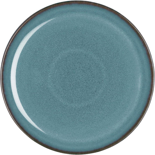 Denby - Azure Coupe Medium Plate - 8.25in Single Dinner, Lunch, Salad Plates For Everyday Use - Blue Ceramic Stoneware Tableware - Dishwasher & Microwave Safe - Scratch & Chip Resistant