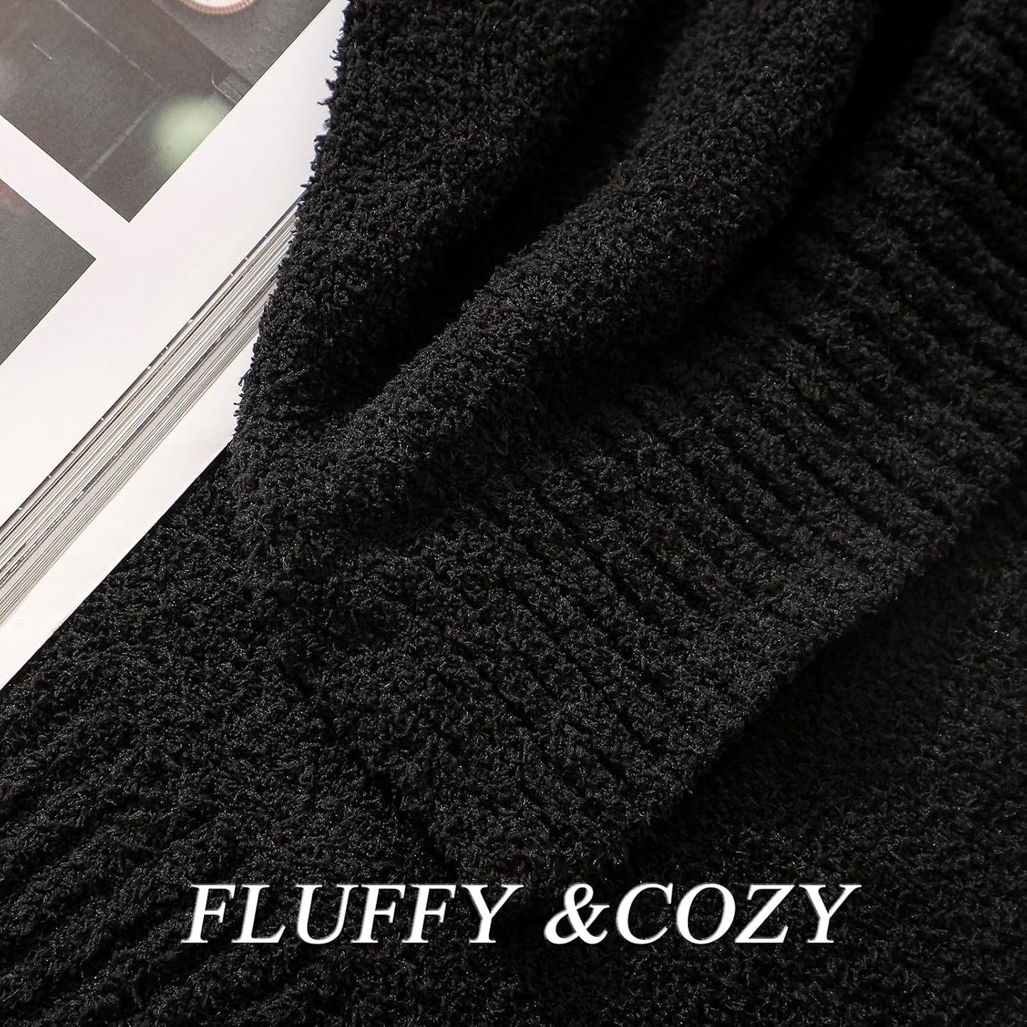 bearberry Super Soft Fluffy Throw Blanket Lightweight Cozy Warm Throw Blankets for Couch Bed Sofa All Season (Black, 40”x50”)