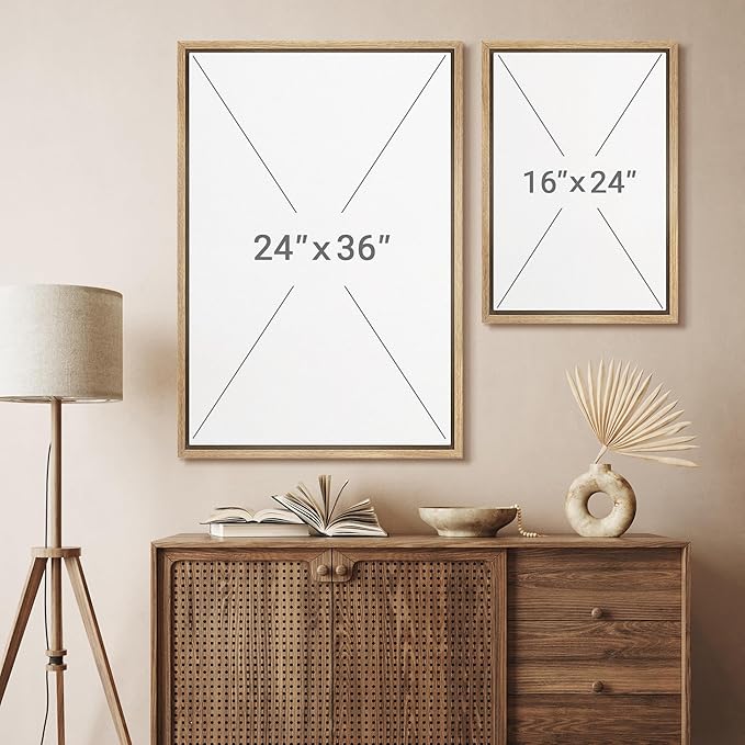 SIGNFORD Framed Canvas Print Wall Art Set Vintage Botanical Floral Dark Green and Rust Toned Illustration Modern Art Decorative Nordic Nature for Living Room, Bedroom, Office - 24"x36"x2 Natural