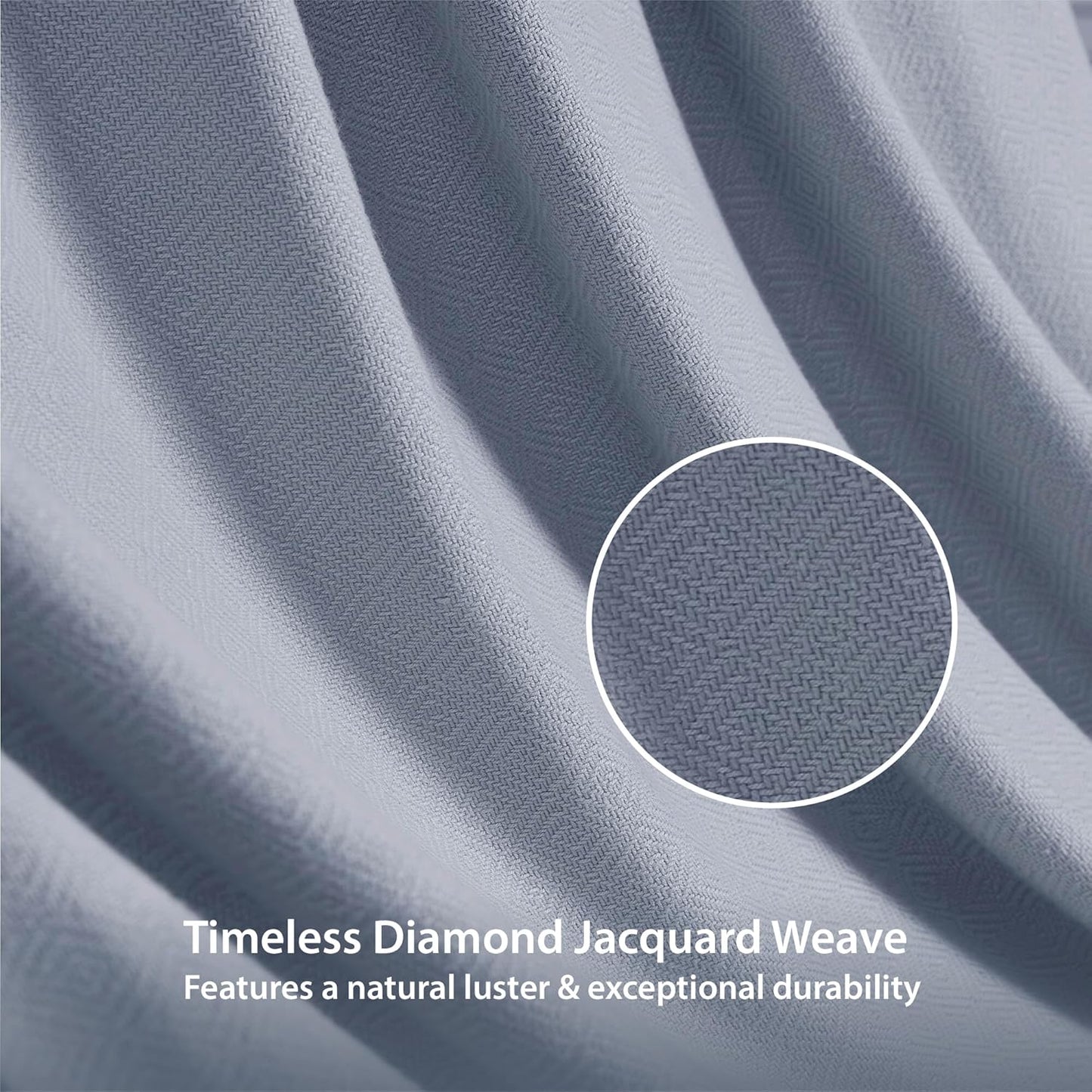 King Size Blanket, 70% Rayon (Derived from Bamboo) and 30% Cotton, Lightweight Jacquard Weave, Breathable and Soft Summer Blanket for Bed or Couch, 108” x 90”, Light Blue