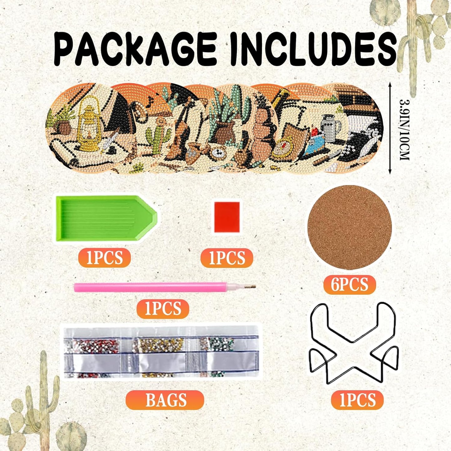 DOZEEZOP 8 PCS Landscape Diamond Art Coasters Kit, Abstract 5D Diamond Painting Coasters with Holder, Fall Small Diamond Art Kits for Adults Beginners, Diamond Dots Arts and Crafts Supplies