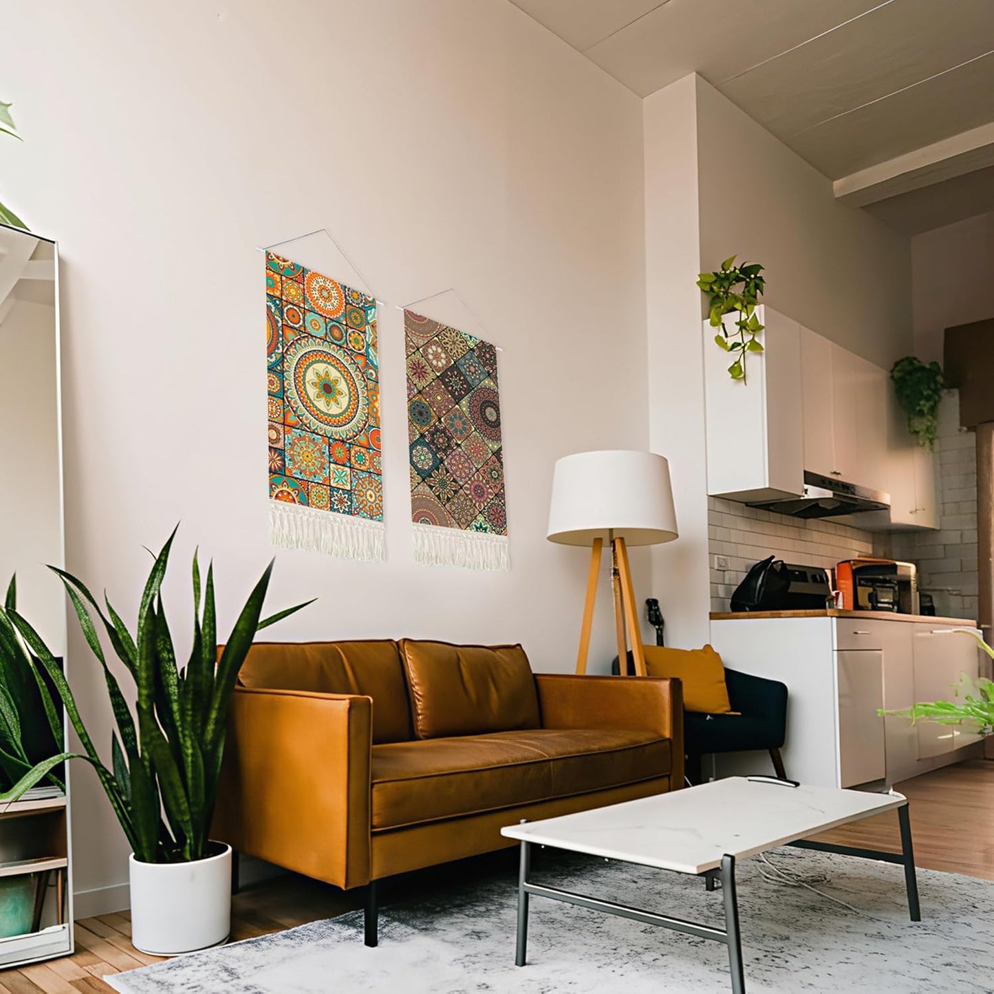 Mandala Boho Macrame Wall Hanging Tapestry For Bedroom Tapestries Vertical Art Fabric Decor Door Living Room Bohemian (Style C, 17.5 * 43)