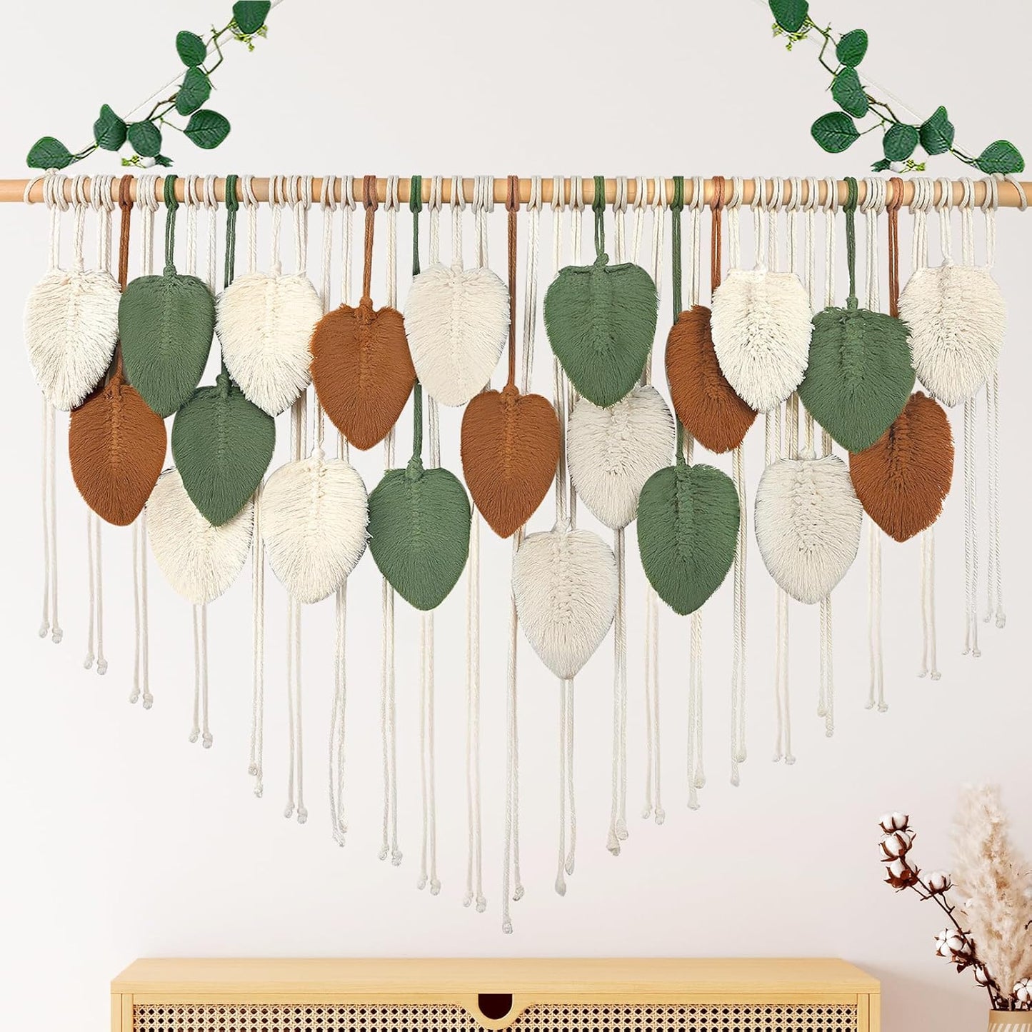 Gliterra Large Macrame Wall Hanging Handmade Boho Tapestry 43"x32" - Wall Art Decor for Living Room, Bedroom, Wedding (Brown)