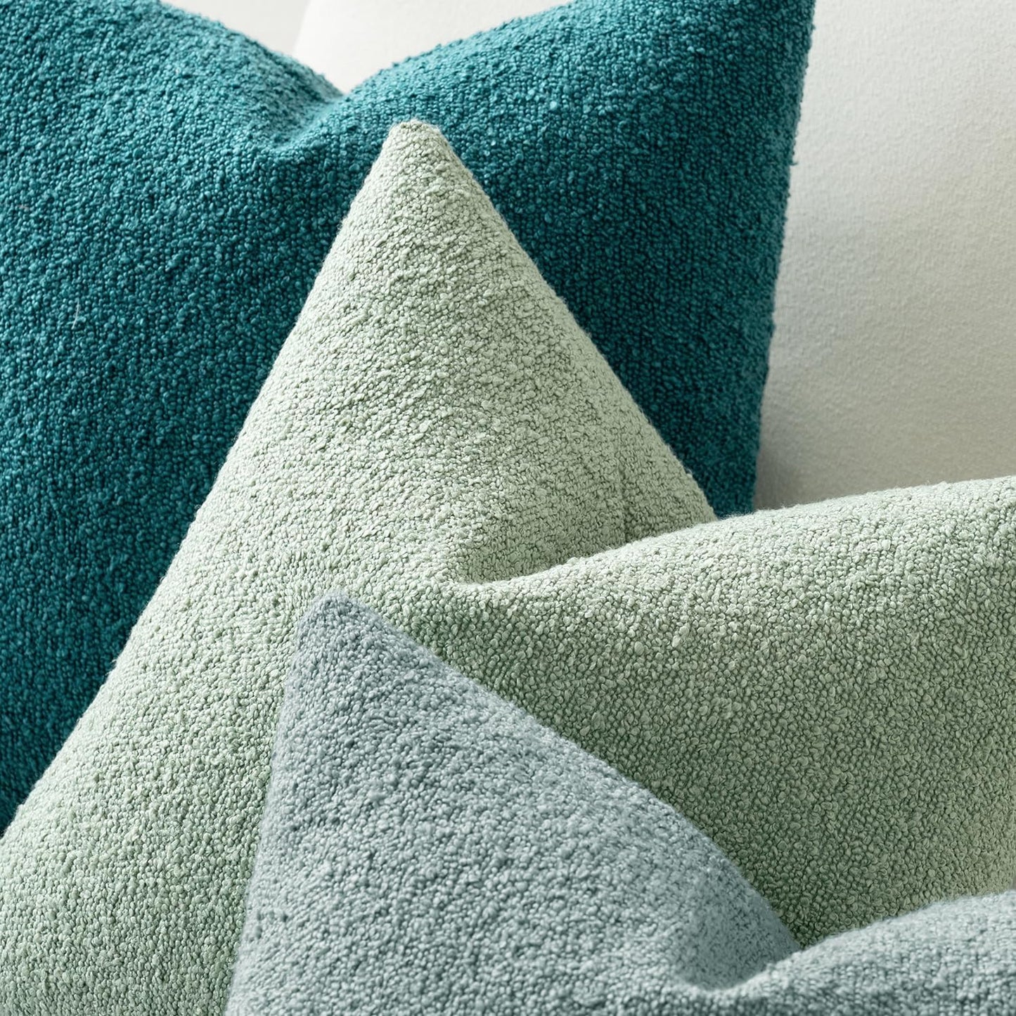 MIULEE 20x20 Inch Decorative Pillow Covers for Couch Bed Set of 2 Textured Boucle Neutral Winter Throw Pillows Teal Blue Accent Solid Cushion Pillowcases Sofa Livingroom Home Decor