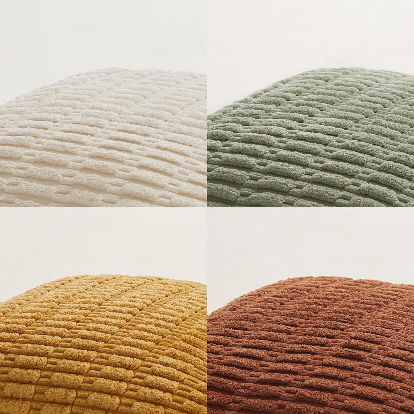 Fancy Homi 4 Packs Boho Fall Small Decorative Throw Pillow Covers 14x14 Inch for Living Room Couch Bed Sofa, Rustic Farmhouse Home Decor, Soft Plush Textured Corduroy Square Cushion Case 35x35 cm