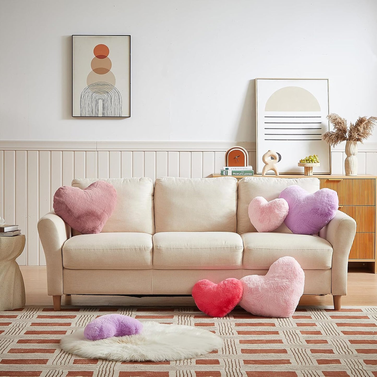 EastTree Heart Pillows, Dusty Pink Heart Shaped Pillows, Ultra Soft Extra-Large Fluffy Pillows, Love Throw Pillows Gifts, Women Girls Living Room Decor 15x18 Inch