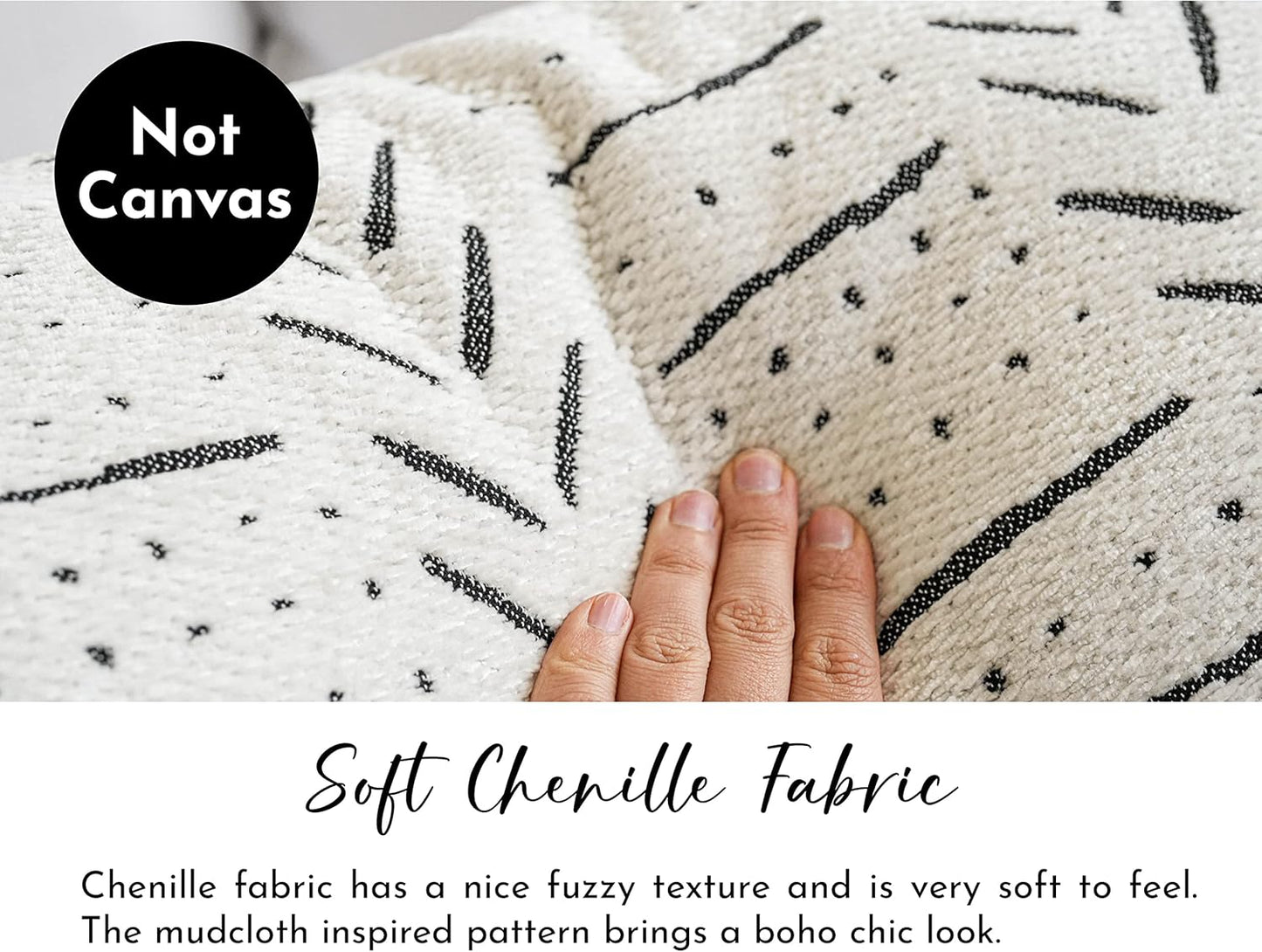 BlissBlush White Soft Chenille Boho Body Pillow Cover 20x54, Decorative Oversized Long Lumbar Pillow, Boho Textured Oversize Body Pillow, Cover ONLY