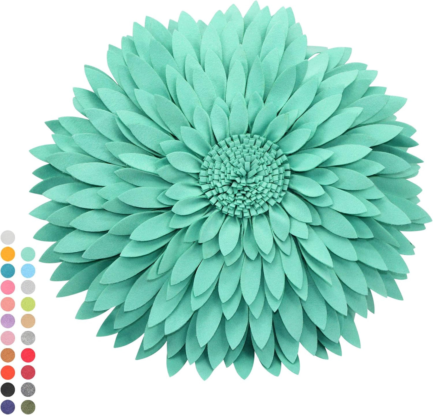 Contempo Lifestyles 3D Daisy Flower Decorative Pillow - Design Patented, Shaped for Couch & Bed (18" Flower, 16" With Insert, Solid Mint)